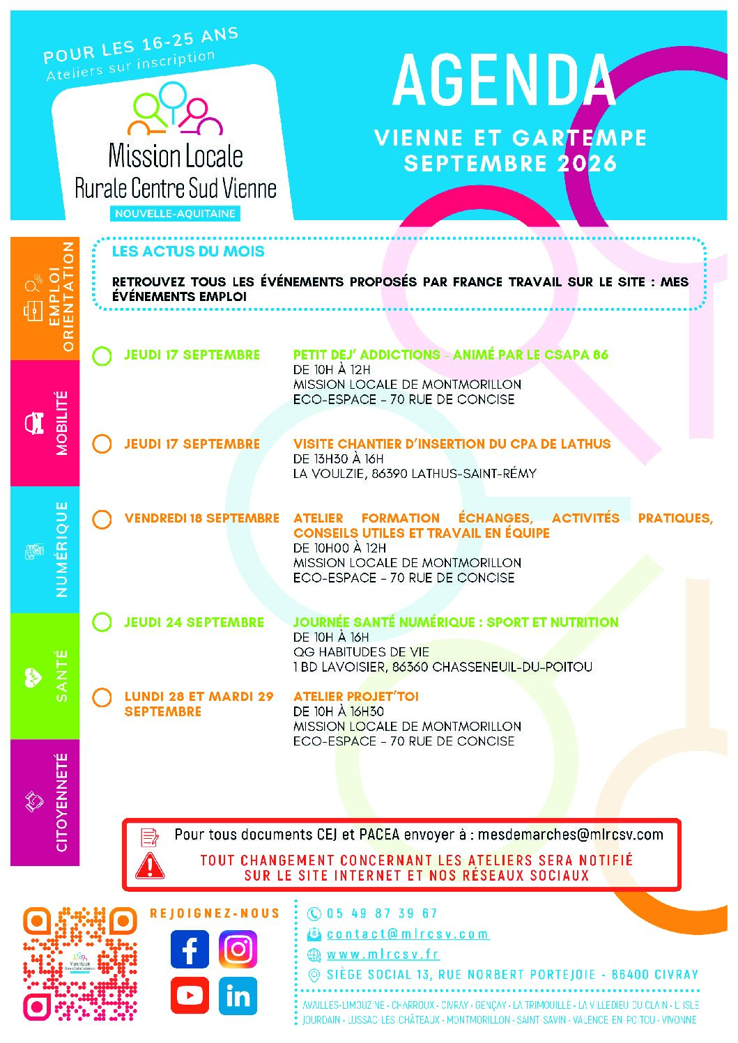 AGENDA MISSION LOCALE SEPTEMBRE 2026